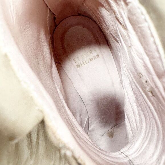 Stuart Weitzman Women’s Gold Studded Cap Toe Zip Taupe Suede Ankle Boots 5.5 M - Picture 9 of 9